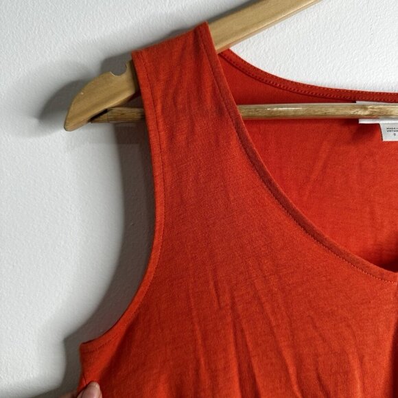 J Jill Zinnia Orange Linen Blend Tassel Fringe V-Neck Tank Top Sz S Boho Western - Picture 6 of 10